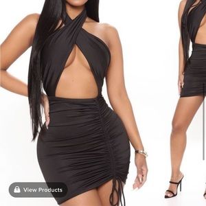 Always Out Ruched Mini Dress -Black